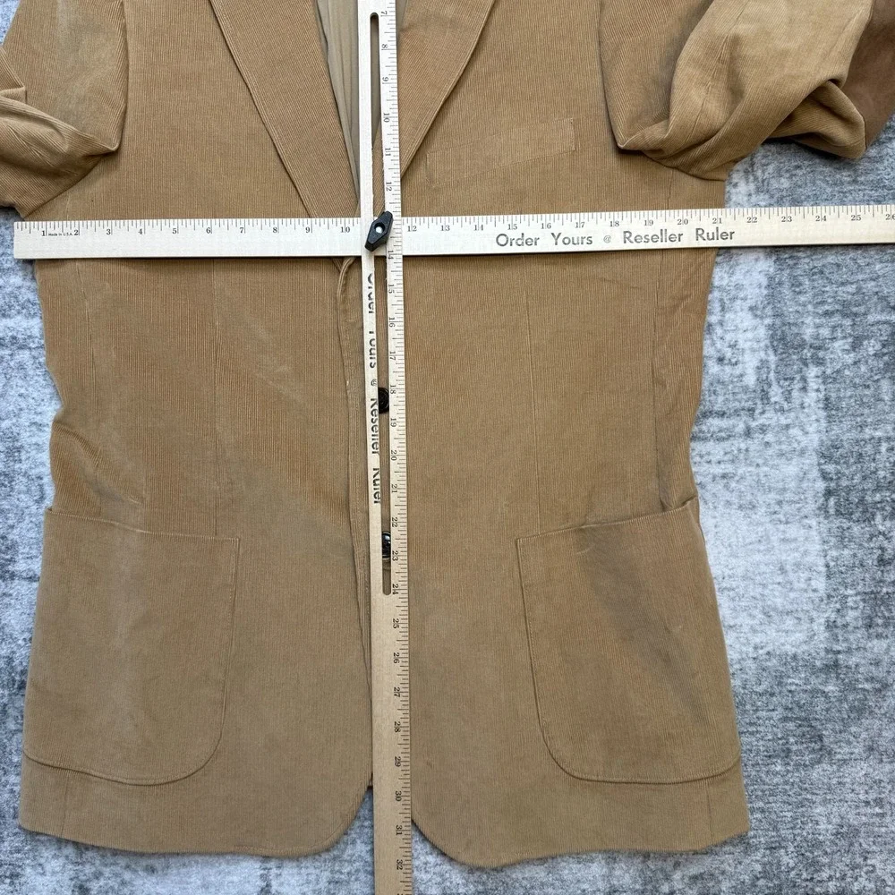 Lands End Blazer Mens 42 Tan Brown Corduroy Sport Coat Jacket Elbow Patches Ivy